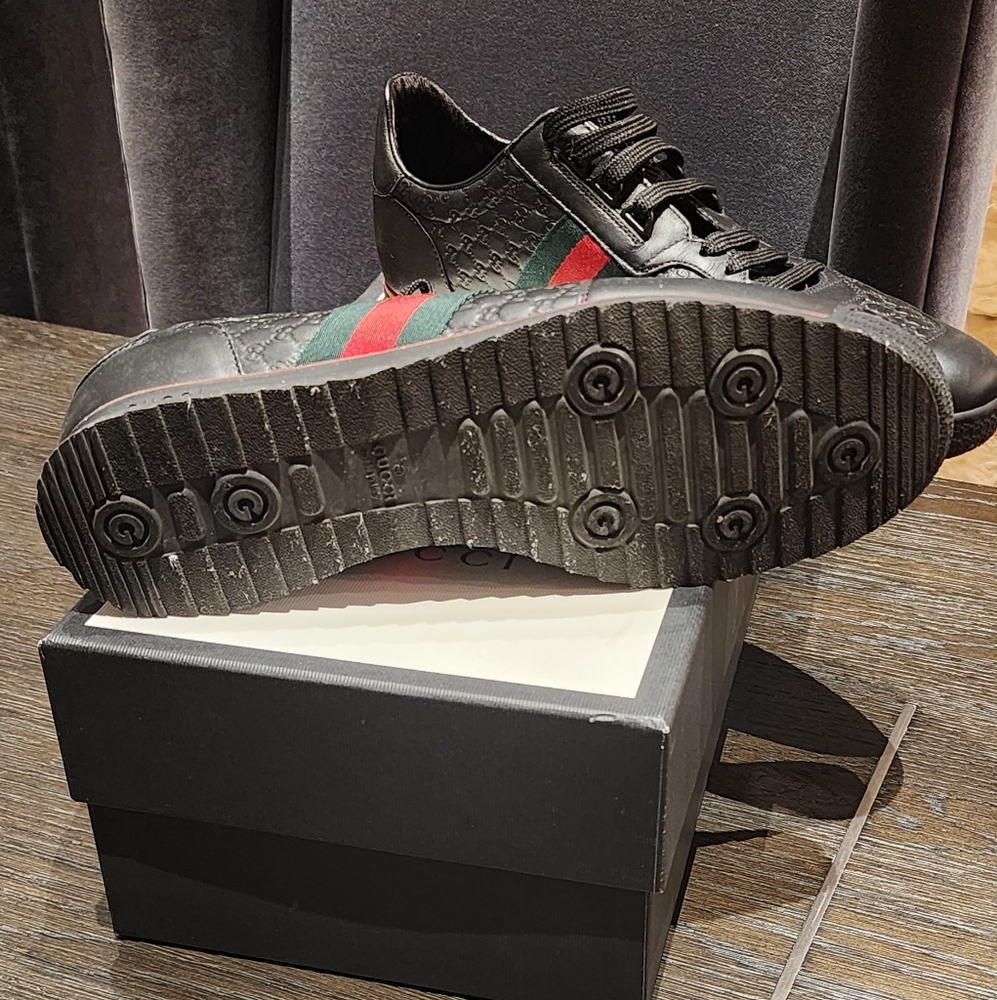 Gucci Men's Size Black 10 SL73 Guccissima Leather Sneaker - Picture 8 of 10